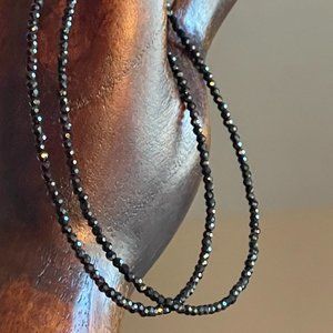 Petite Black Onyx Gemstone Choker Necklace | 18" Necklace | NWT